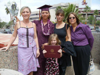 Dorothy, graduate Karen, Jennifer, Mary; granddaughter Cailey in front.