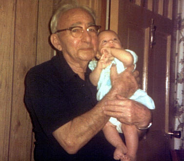 Jenny's first picture, with maternal grandfather Herbert Steinberg.