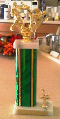 Zach's Third Place Sparring trophy.