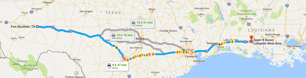 Map of our second day's drive.