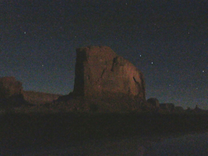 Monument Valley butte at night.
