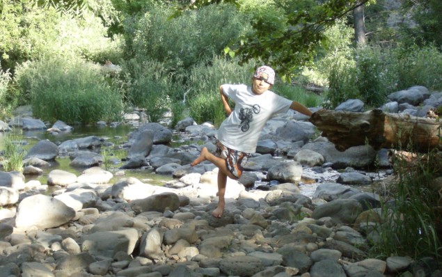 Zach, ready to wash up in the creek.