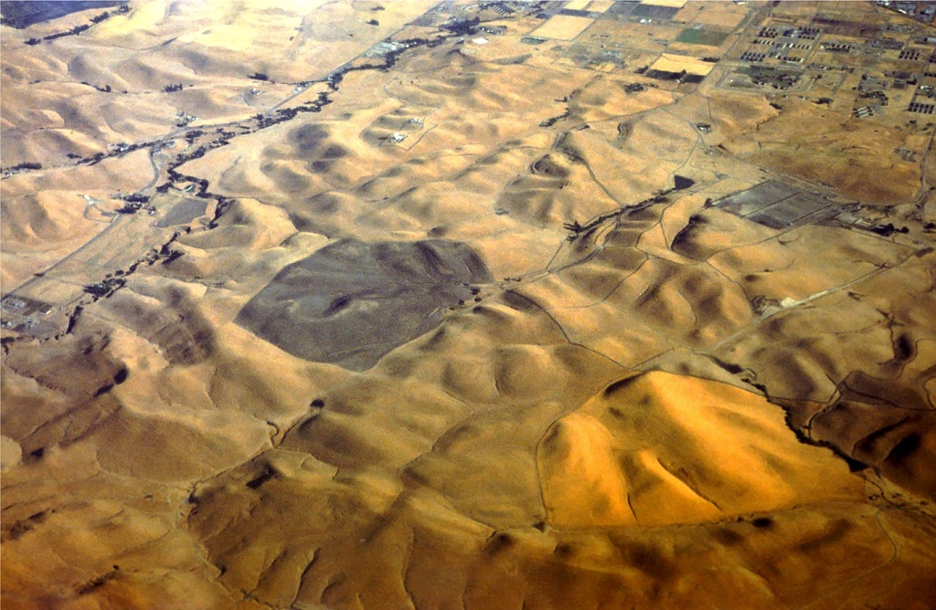 California's golden hills from the air.
