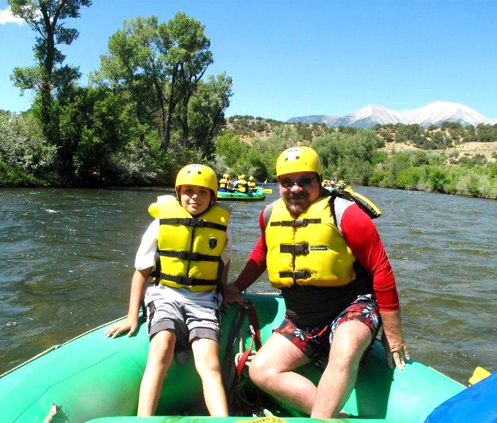 Zach and Papa Paul on the Arkansas River.
