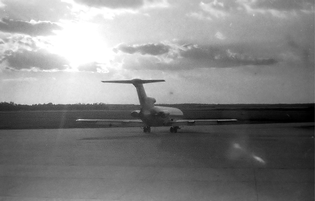 A jet on the runway at Jacksonville International Airport, 1970.