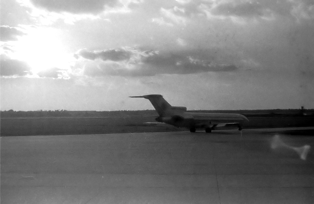 A jet on the runway at Jacksonville International Airport, 1970.