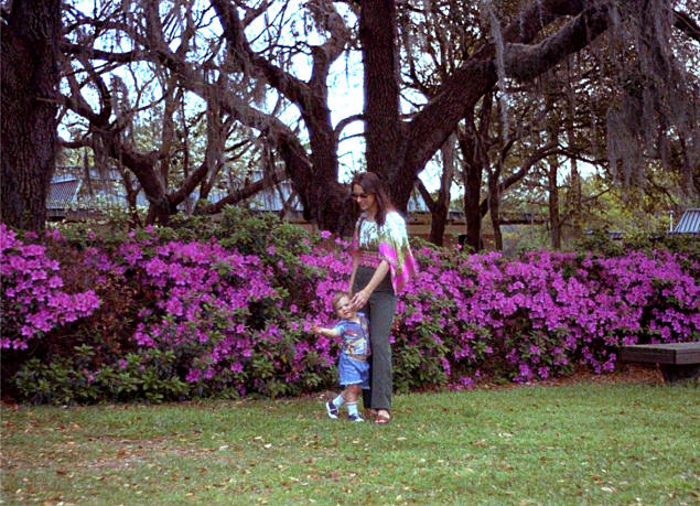Johnny and Mary by the azaleas.