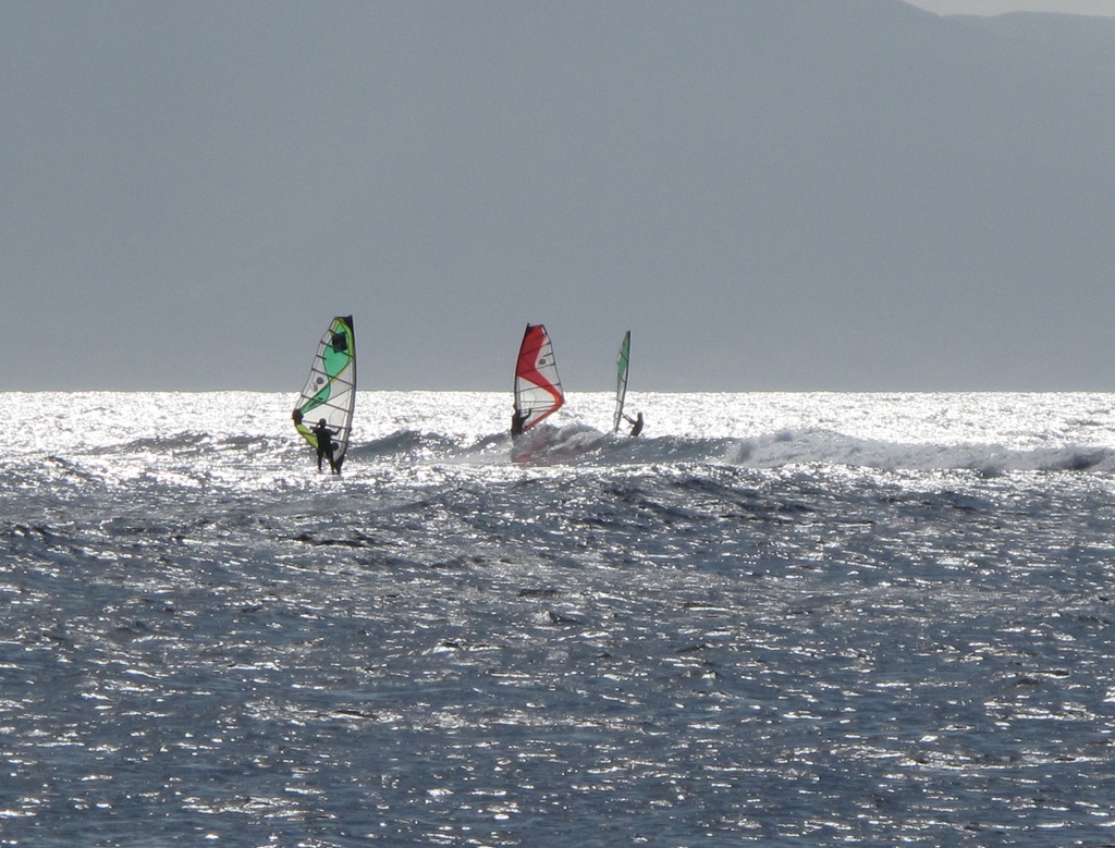 Windsurfers off Lower Paia Beach Park.