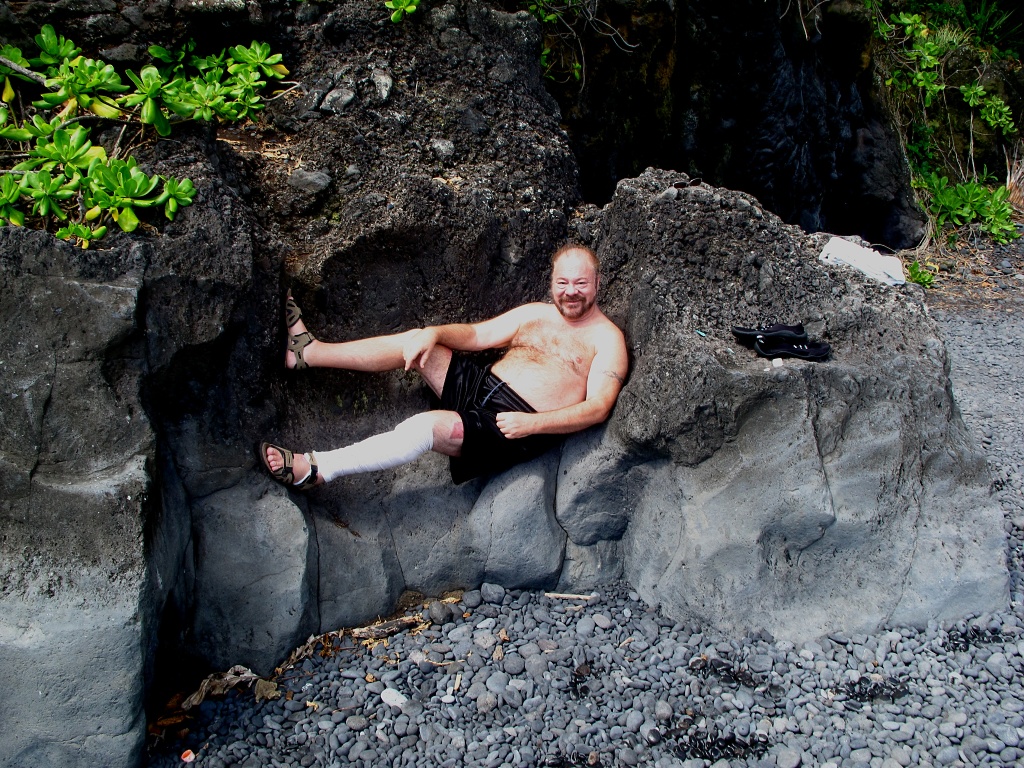 Your blogger on a comfortable lava ledge in Maui.