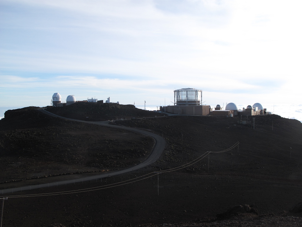 Observatories cluster at the summit of Mount Haleakala.