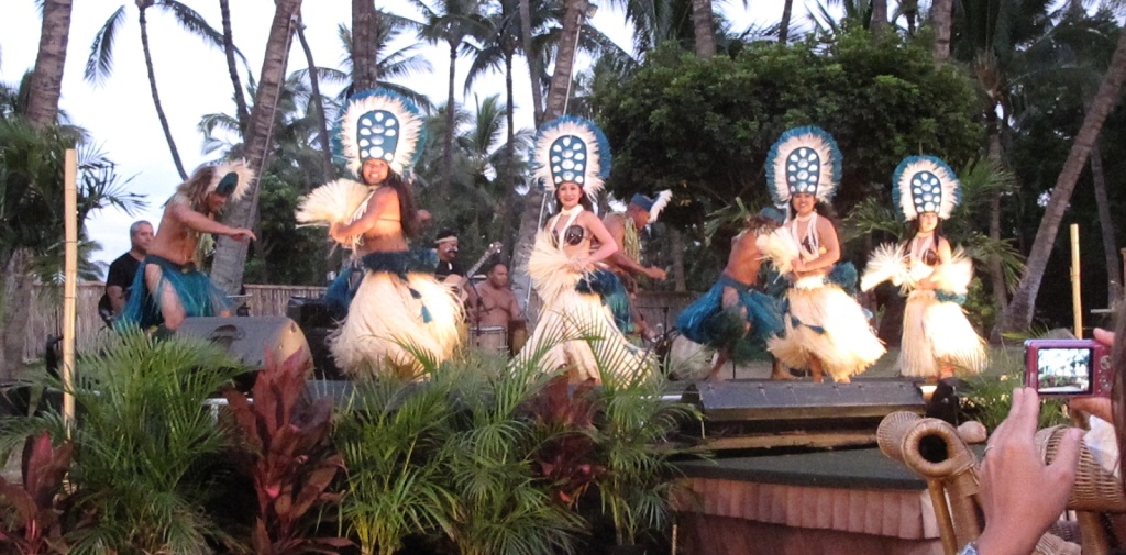 Polynesian dancers at the luau.