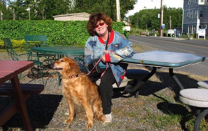 Sammy (the dog) and Ann at Birch Bay.