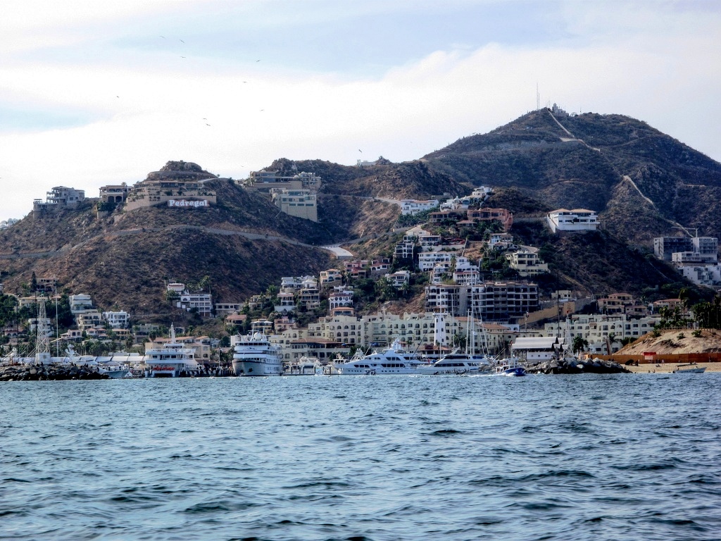 The condos and town of Cabo San Lucas.