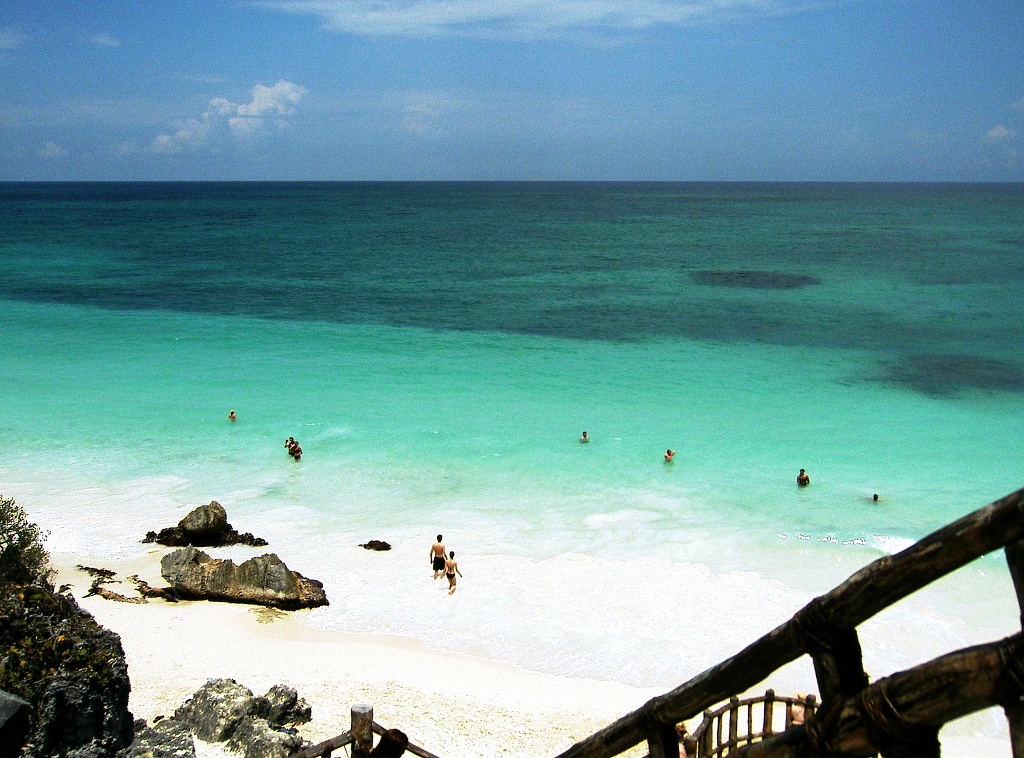 This beach is adjacent to the former harbor of Tulum.