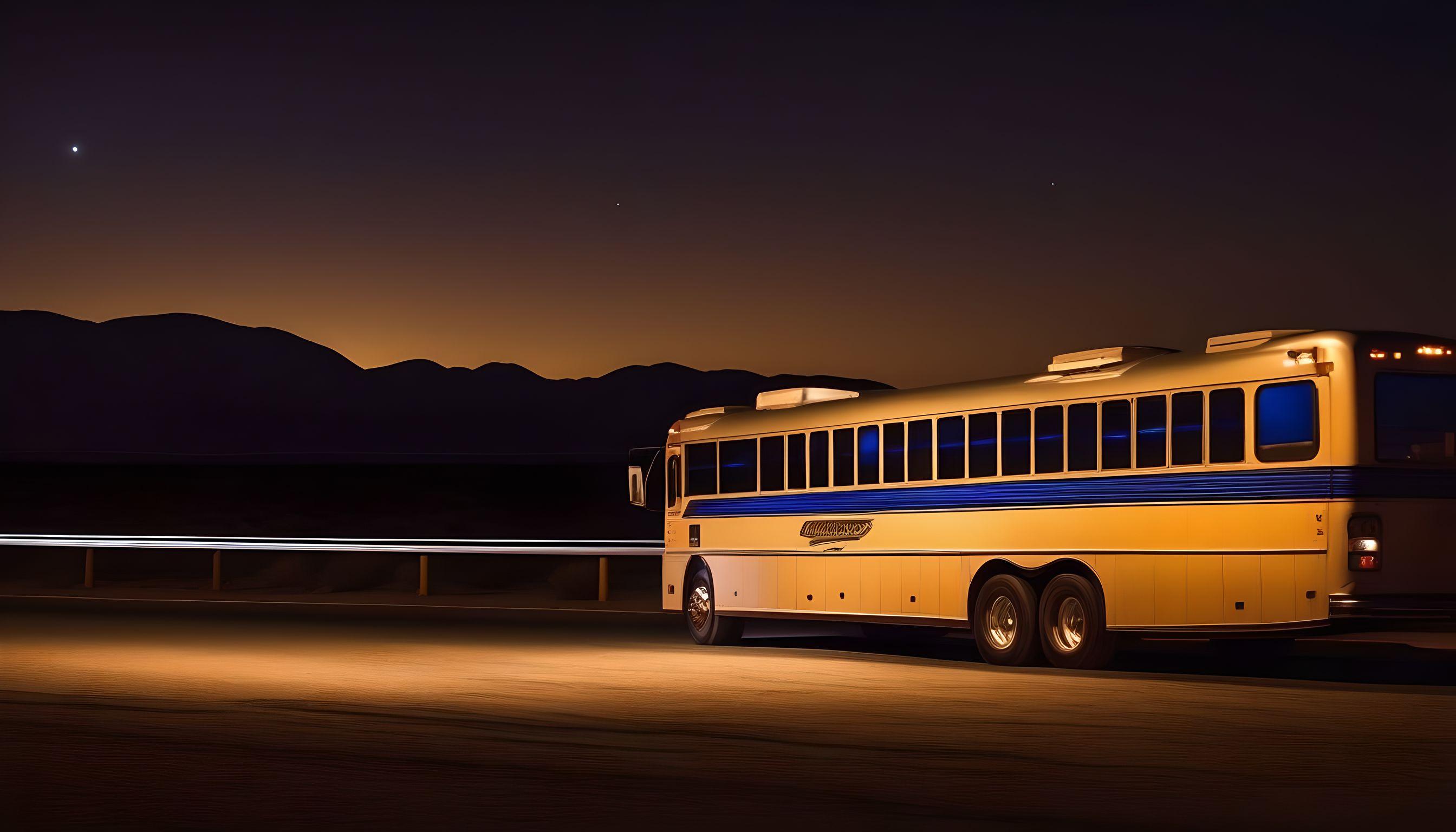 Bus at night.